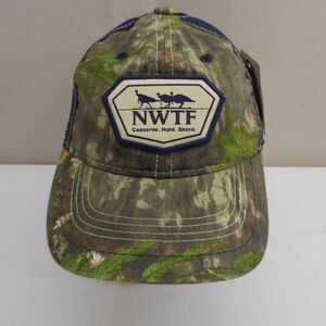 NWTF New With Tags Trucker Hat Mossy Oak Camo Adjustable Patch Outdoor Cap